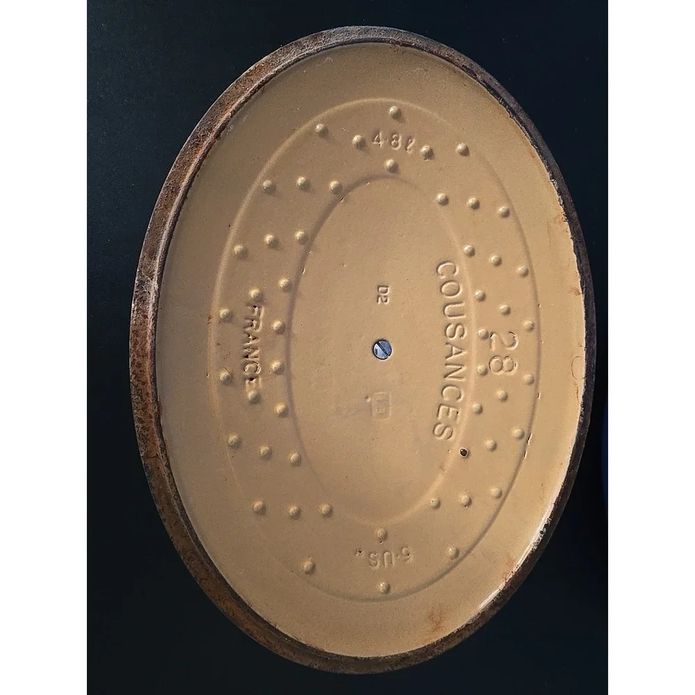 Vtg Cousance / Le Creuset France Blue Enameled Cast Iron Dutch Oven‎ #28 W/Lid